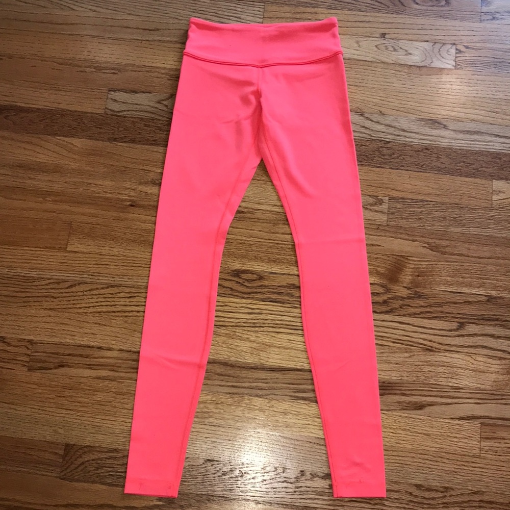 Lululemon 4 neon orange wonder under pants kg